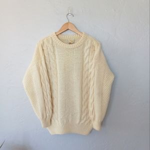 Dale Of Norway Chunky Cable Knit Crewneck Sweater 100% Wool Ivory Ecru
